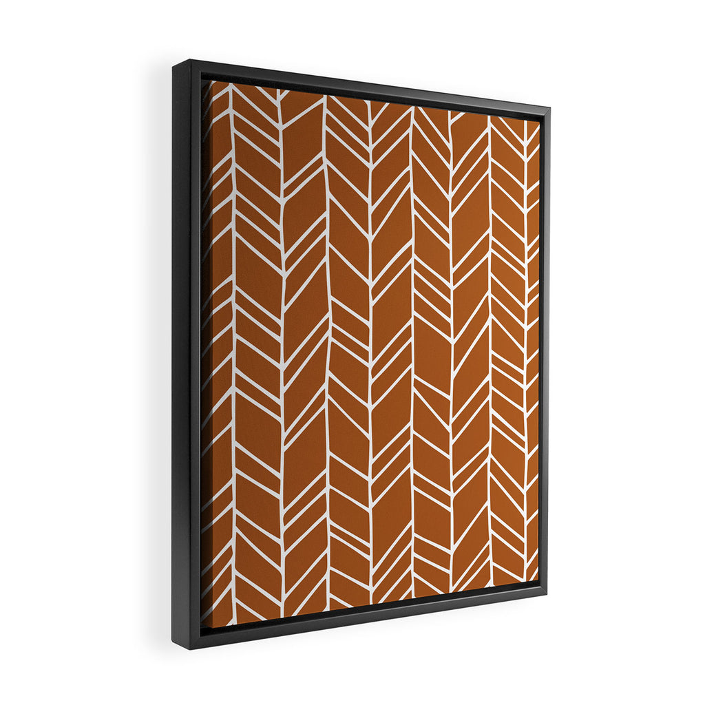 Rustic Herringbone in Clay Terracotta Framed Canvas Print Gallery Image 2