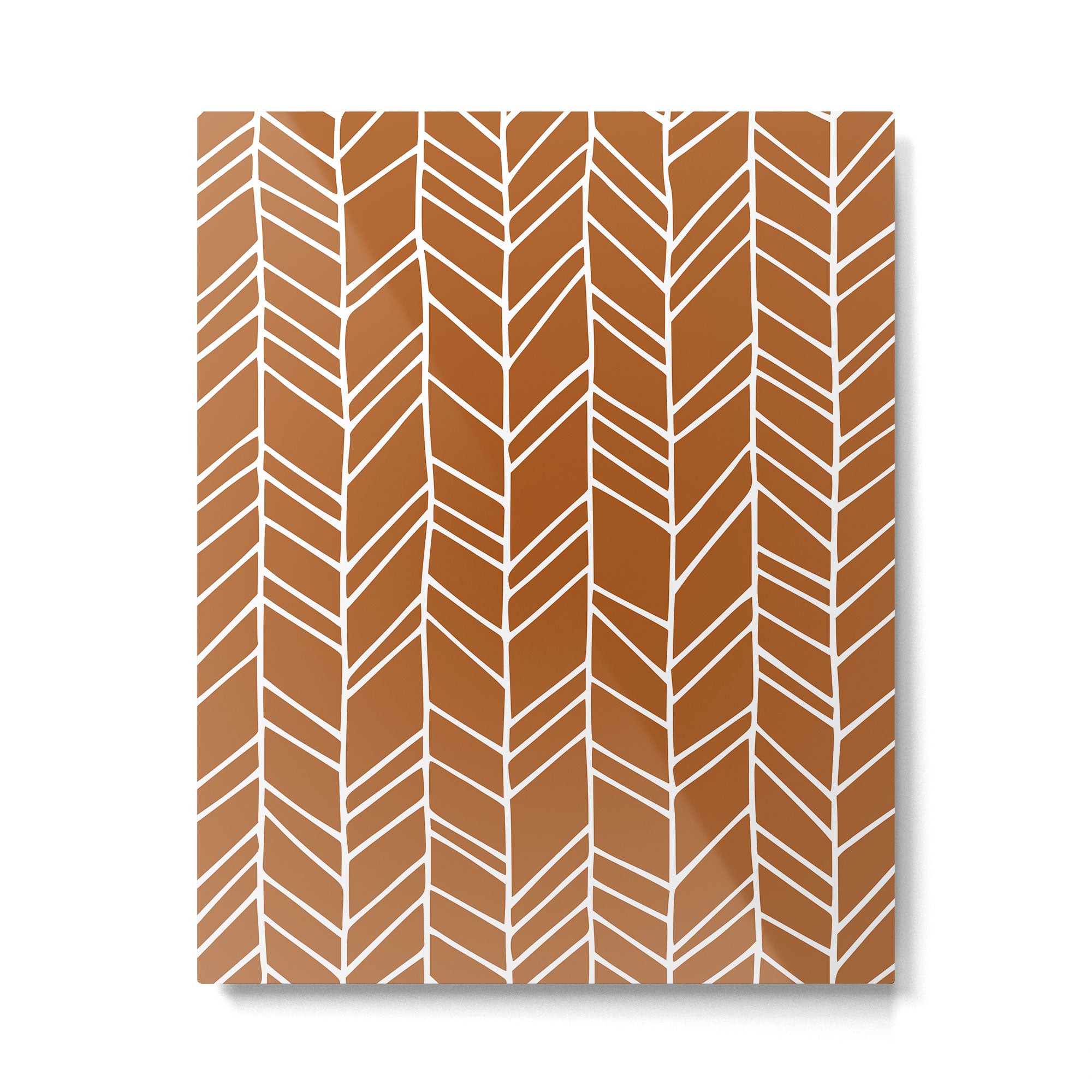 Rustic Herringbone in Clay Terracotta Metal Print Gallery Image 6