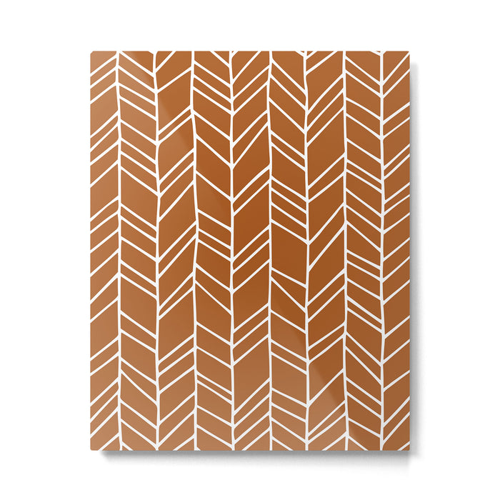 Rustic Herringbone in Clay Terracotta Metal Print Gallery Image 1