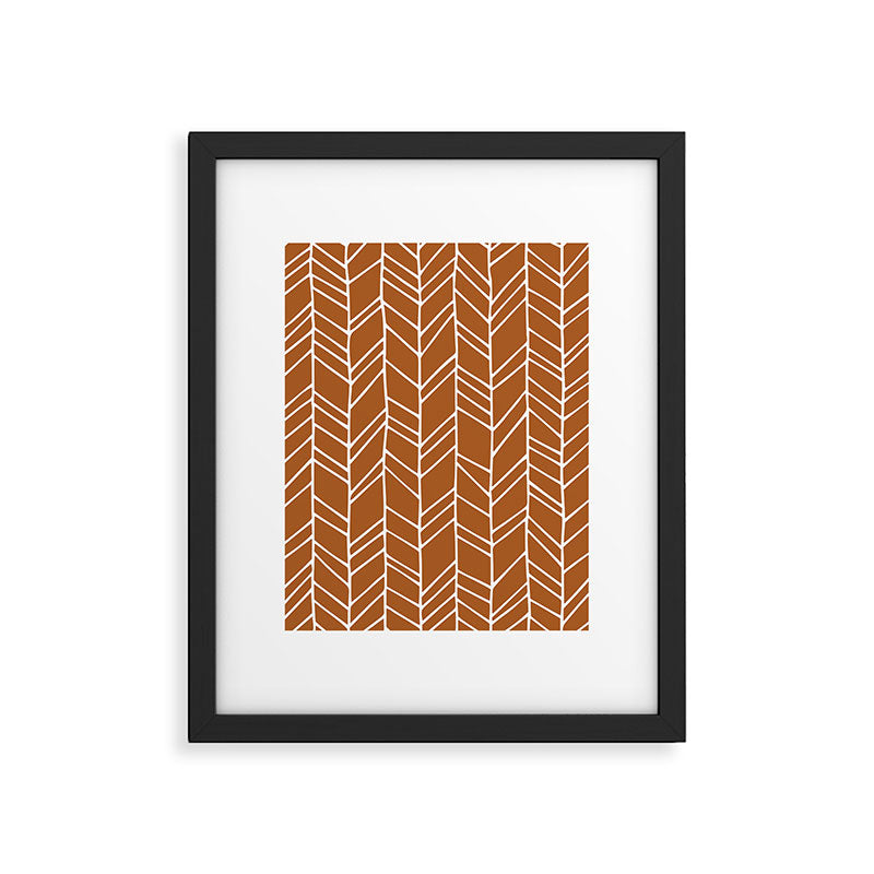 Rustic Herringbone in Clay Terracotta Framed Art Print Gallery Image 6