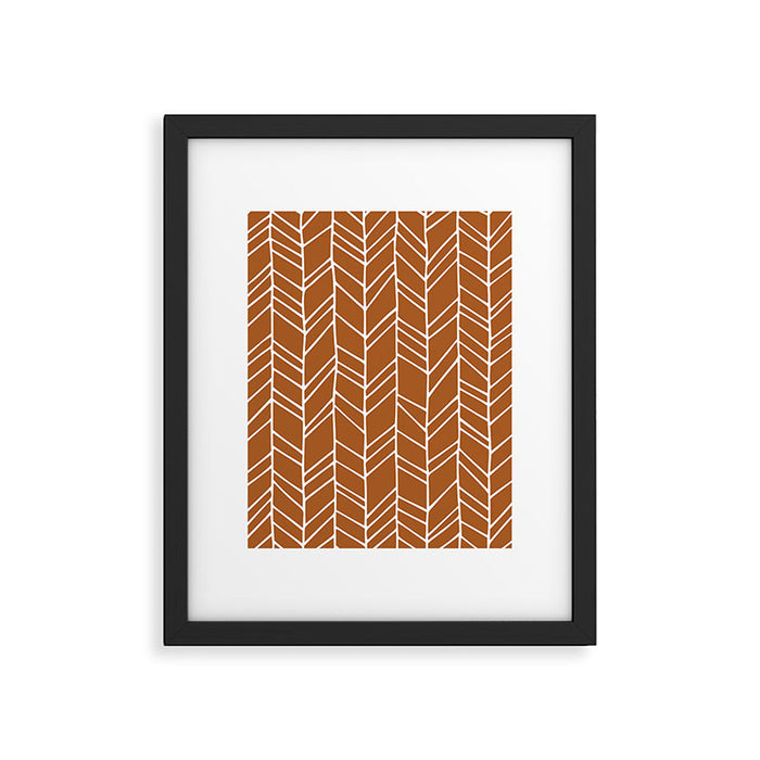 Rustic Herringbone in Clay Terracotta Framed Art Print Gallery Image 1