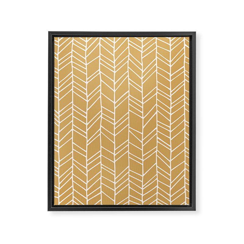 Rustic Herringbone in Mustard Yellow Framed Canvas Print Gallery Image 8