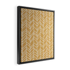 Rustic Herringbone in Mustard Yellow Framed Canvas Print Gallery Image 2