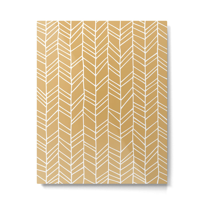 Rustic Herringbone in Mustard Yellow Metal Print Gallery Image 1