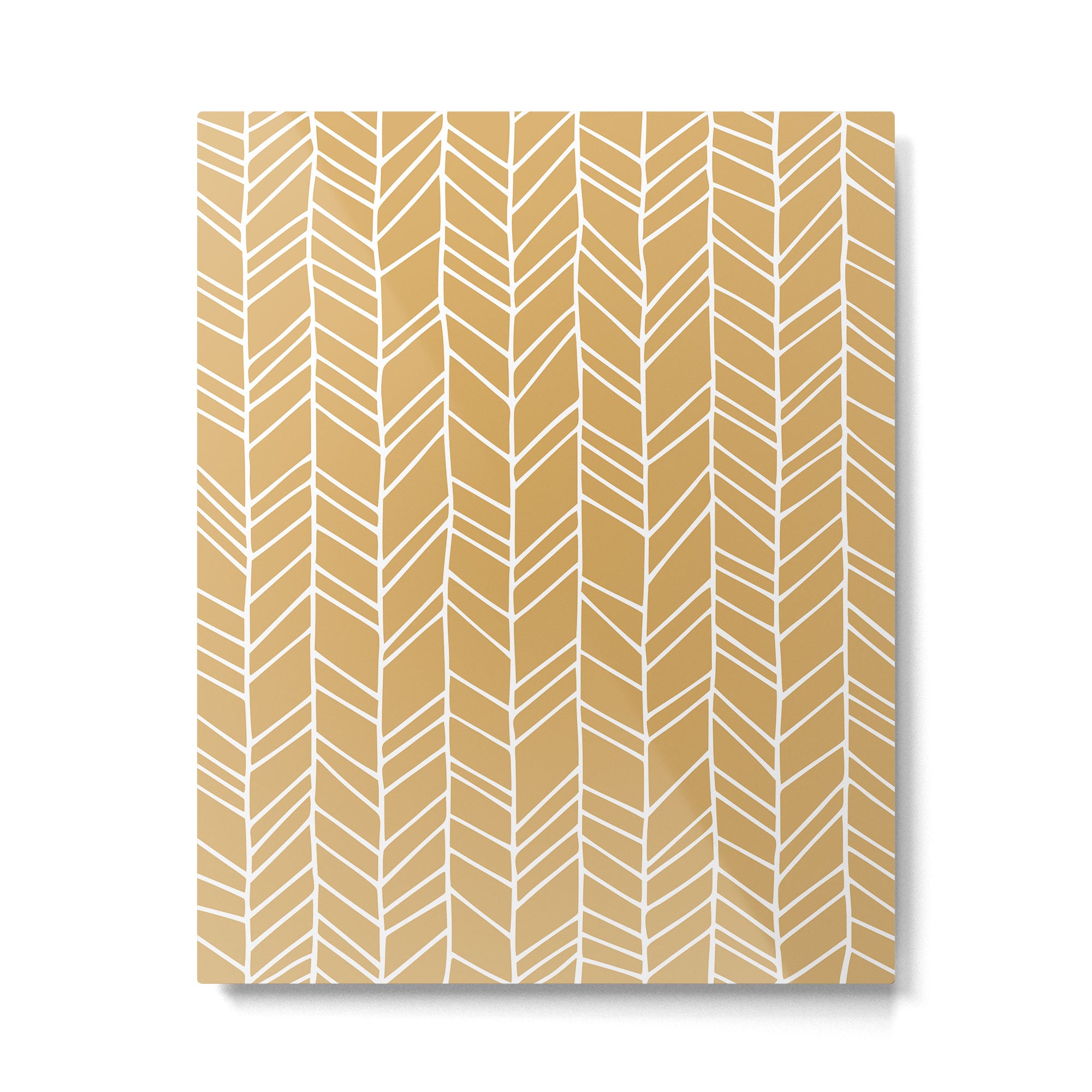 Rustic Herringbone in Mustard Yellow Metal Print Gallery Image 6