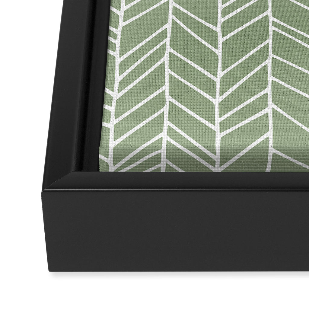 Rustic Herringbone in Sage Green Framed Canvas Print Gallery Image 3