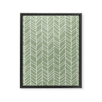 Rustic Herringbone in Sage Green Framed Canvas Print Gallery Image 8