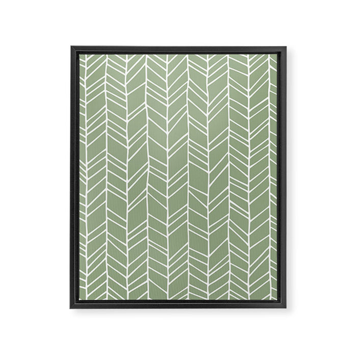 Rustic Herringbone in Sage Green Framed Canvas Print Gallery Image 1