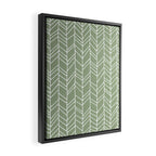 Rustic Herringbone in Sage Green Framed Canvas Print Gallery Image 2