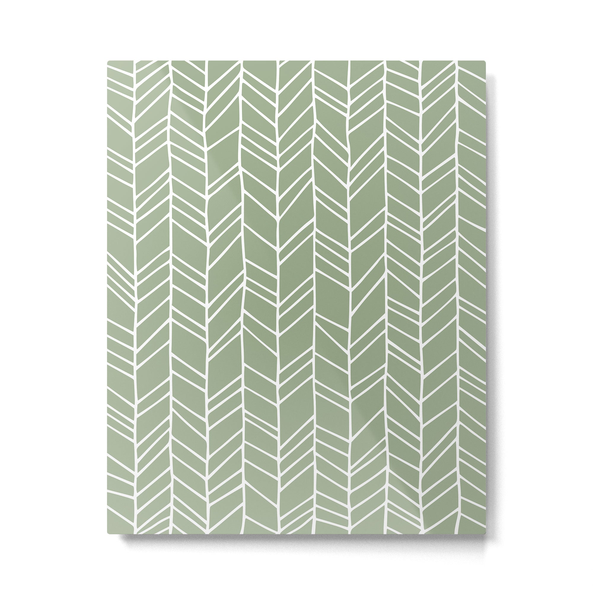 Rustic Herringbone in Sage Green Metal Print Gallery Image 6