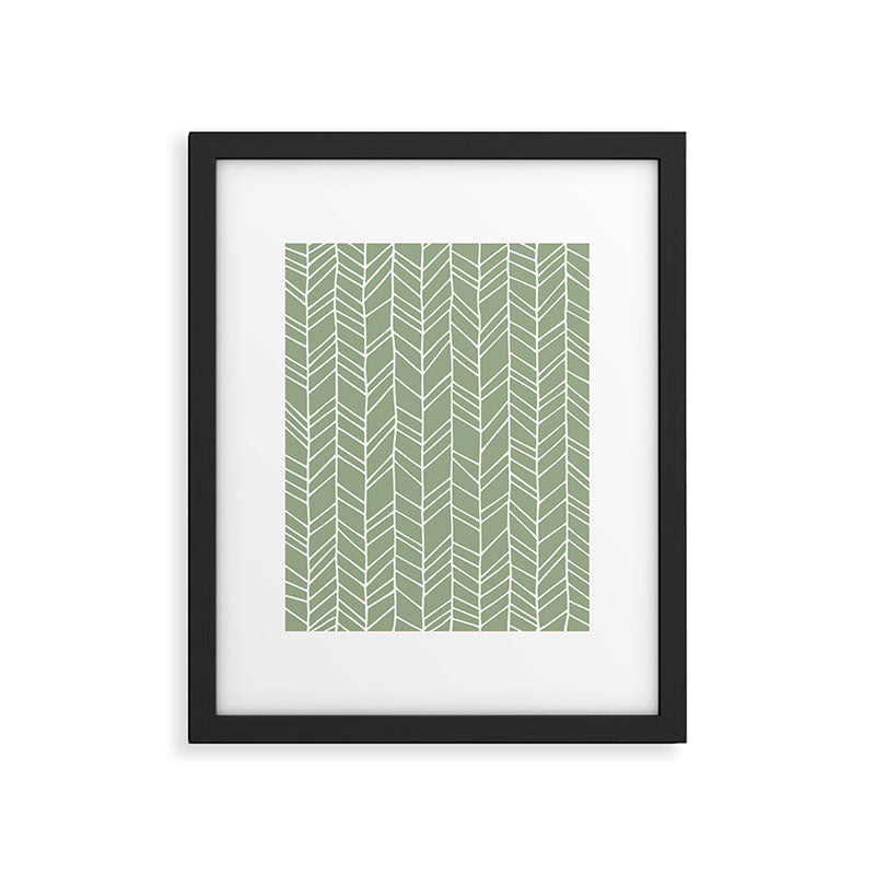Rustic Herringbone in Sage Green Framed Art Print Gallery Image 6