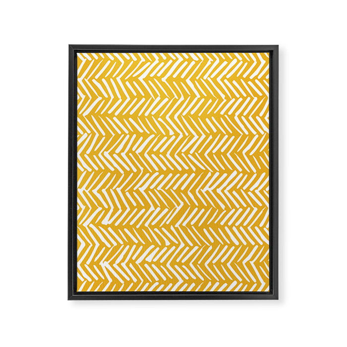 Rustic Herringbone in Yellow Framed Canvas Print Gallery Image 1