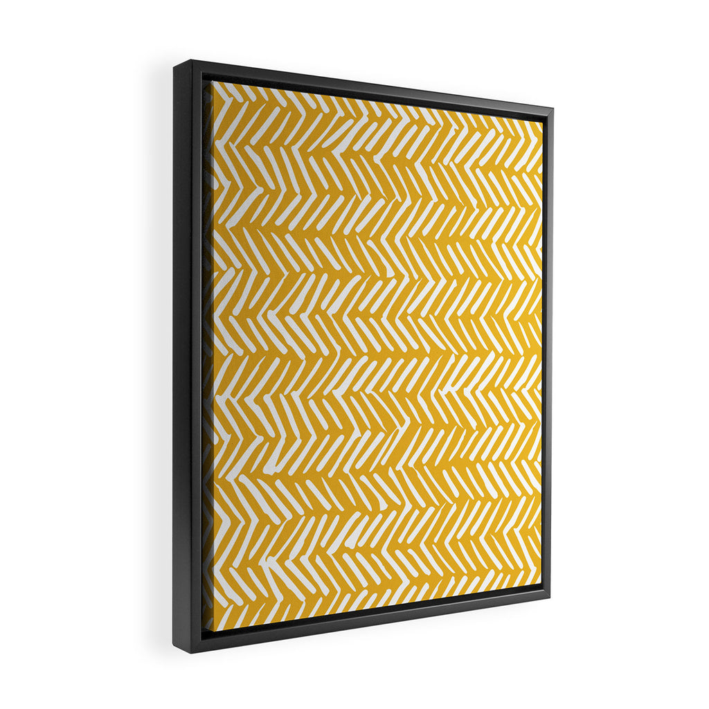 Rustic Herringbone in Yellow Framed Canvas Print Gallery Image 2