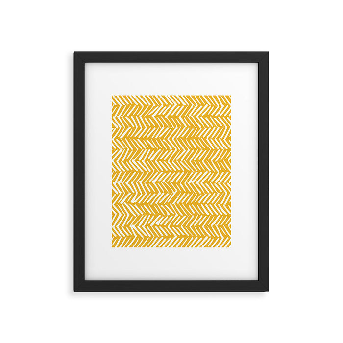 Rustic Herringbone in Yellow Framed Art Print Gallery Image 1