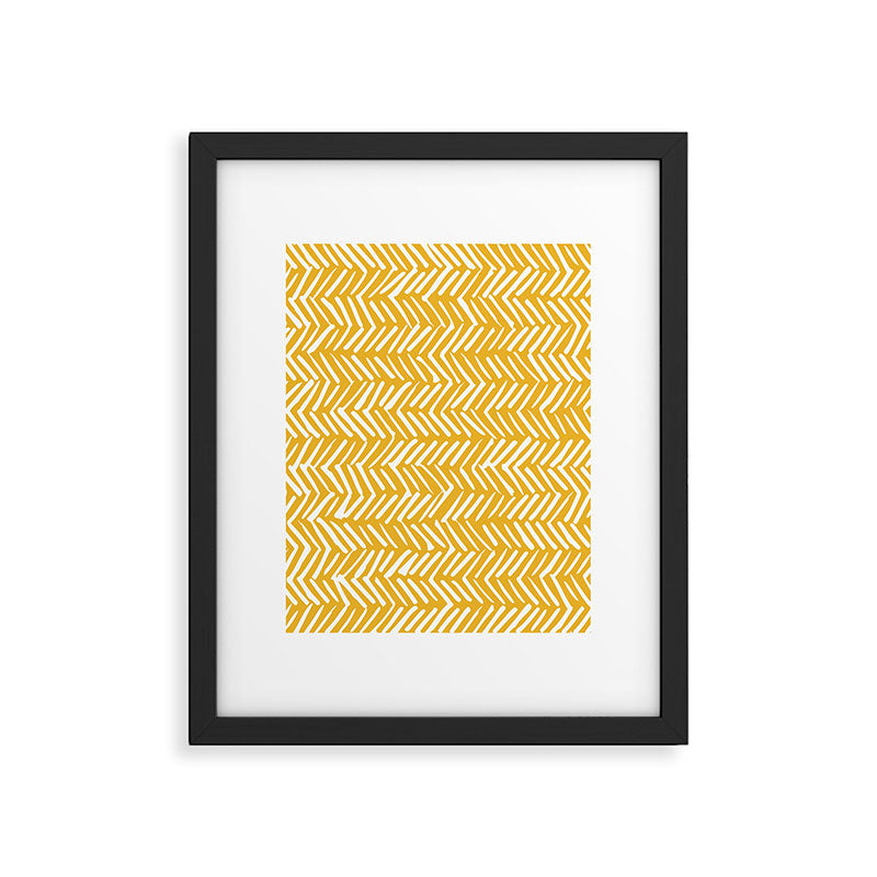 Rustic Herringbone in Yellow Framed Art Print Gallery Image 6