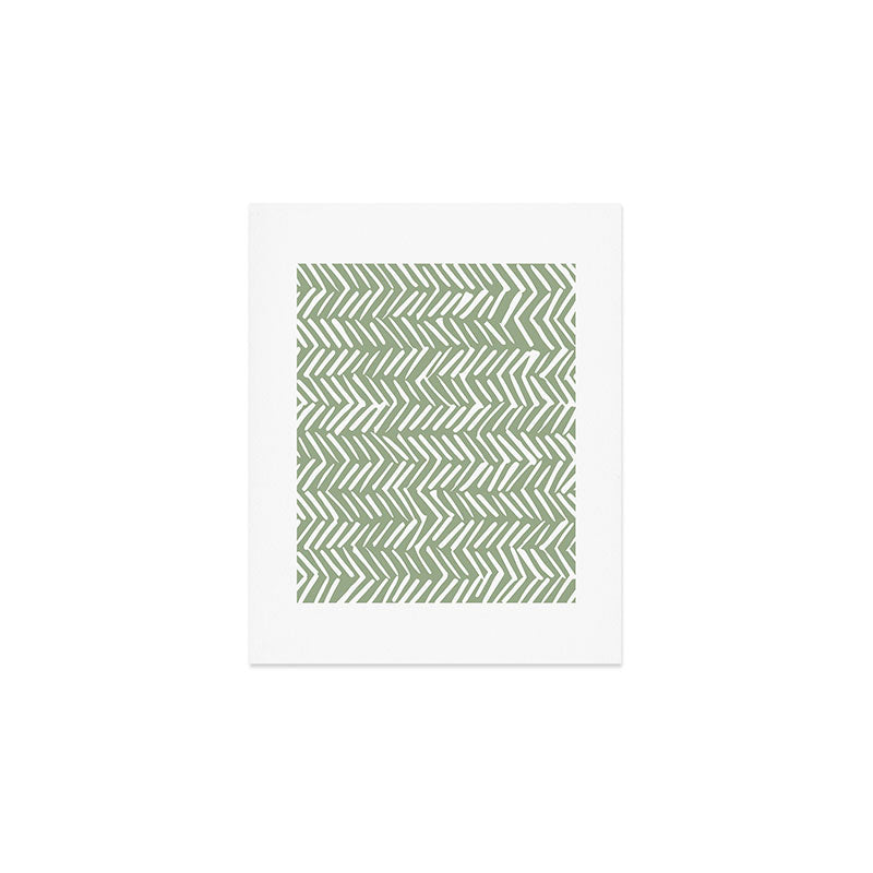 Rustic Herringbone Sage Green Art Print Gallery Image 1