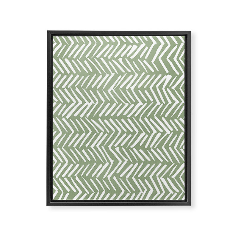 Rustic Herringbone Sage Green Framed Canvas Print Gallery Image 8
