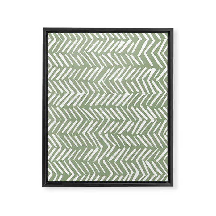 Rustic Herringbone Sage Green Framed Canvas Print Gallery Image 1