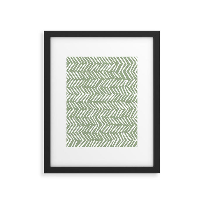 Rustic Herringbone Sage Green Framed Art Print Gallery Image 1