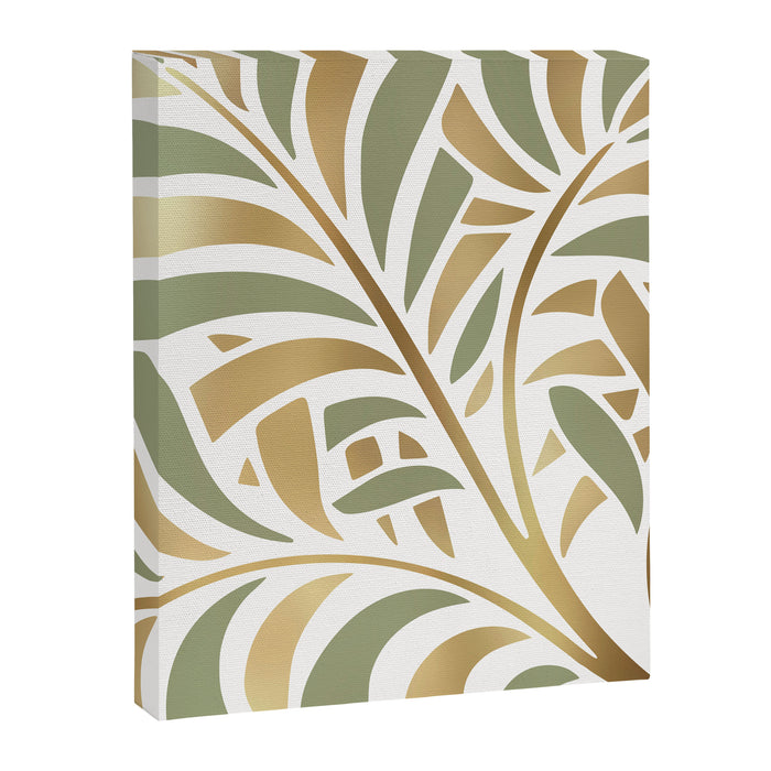 Sage and Gold Modern Leaf Canvas Print Gallery Image 1