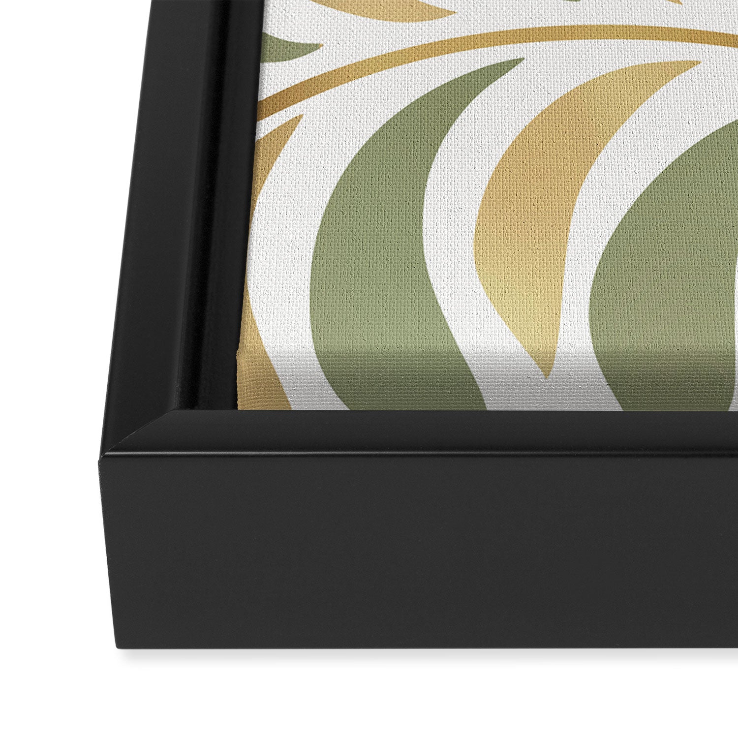 Sage and Gold Modern Leaf Framed Canvas Print Gallery Image 3