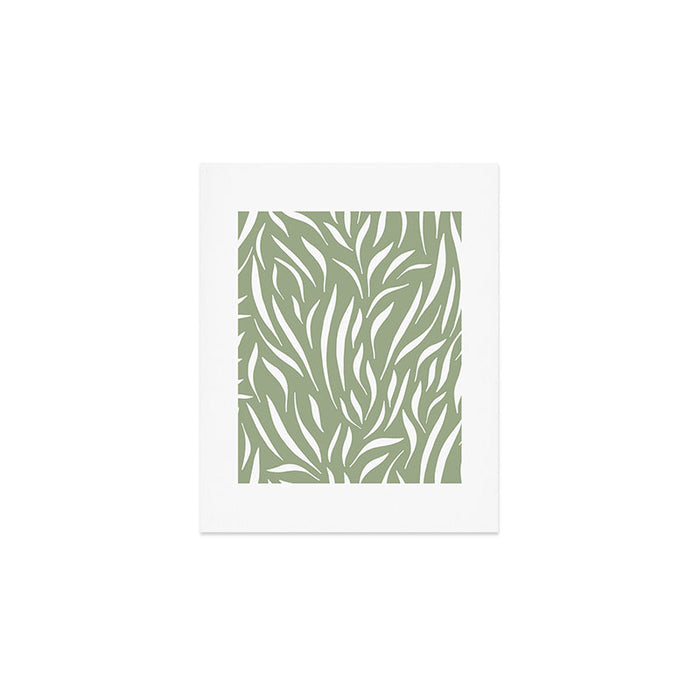 Sage Green Abstract Leaf Pattern Art Print Gallery Image 1