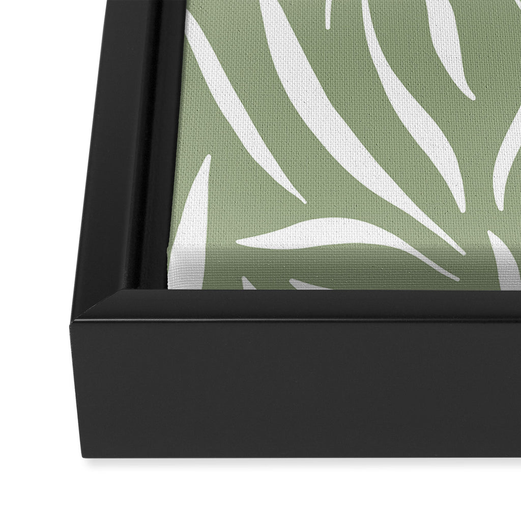Sage Green Abstract Leaf Pattern Framed Canvas Print Gallery Image 3