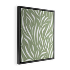 Sage Green Abstract Leaf Pattern Framed Canvas Print Gallery Image 2