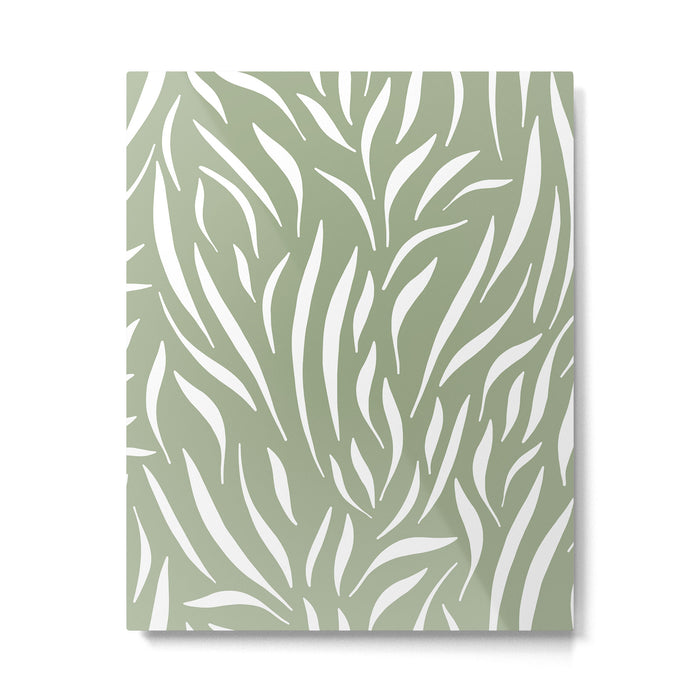 Sage Green Abstract Leaf Pattern Metal Print Gallery Image 1
