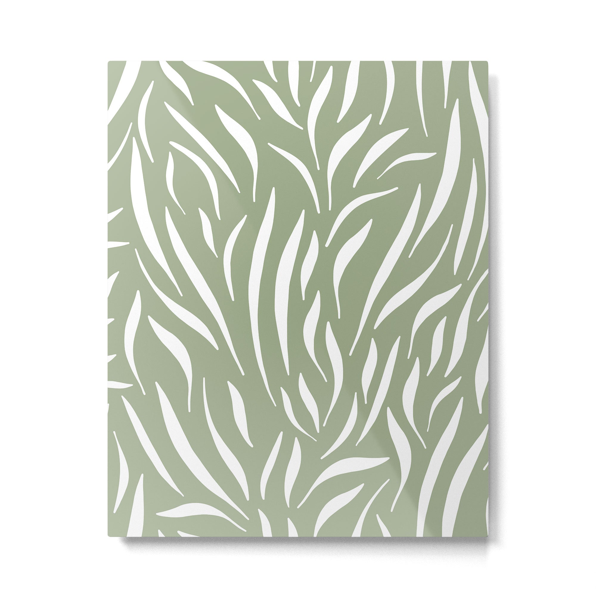 Sage Green Abstract Leaf Pattern Metal Print Gallery Image 6