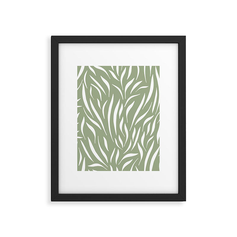 Sage Green Abstract Leaf Pattern Framed Art Print Gallery Image 6