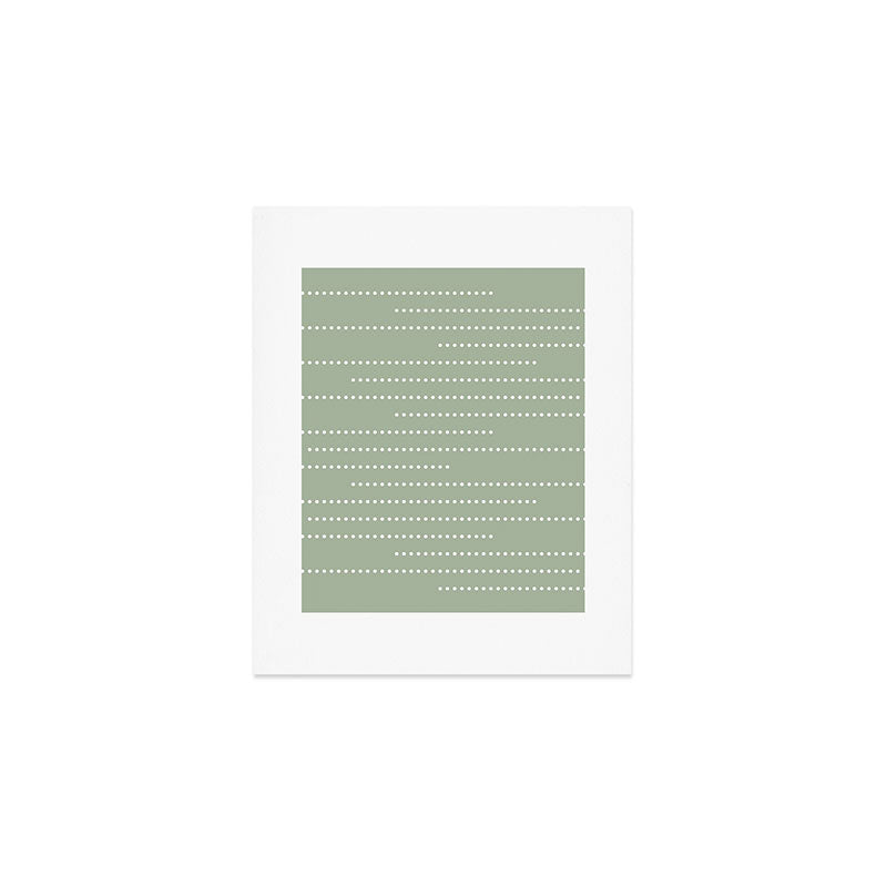 Sage Green and White Minimal Dots Pattern Art Print Gallery Image 1