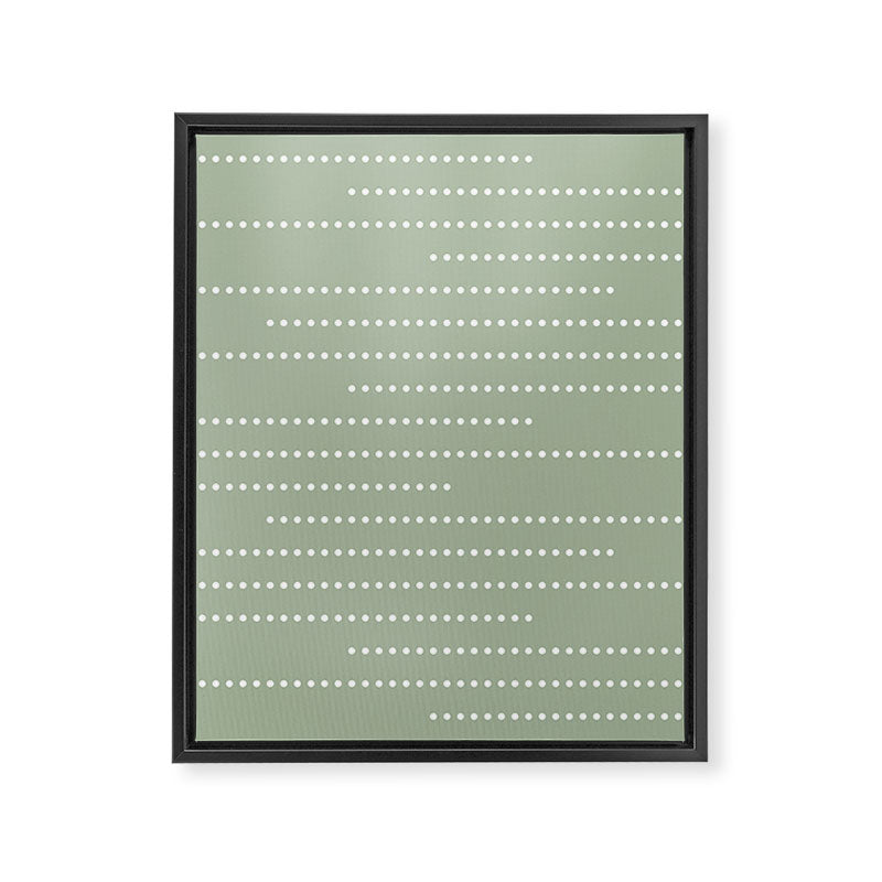 Sage Green and White Minimal Dots Pattern Framed Canvas Print Gallery Image 8