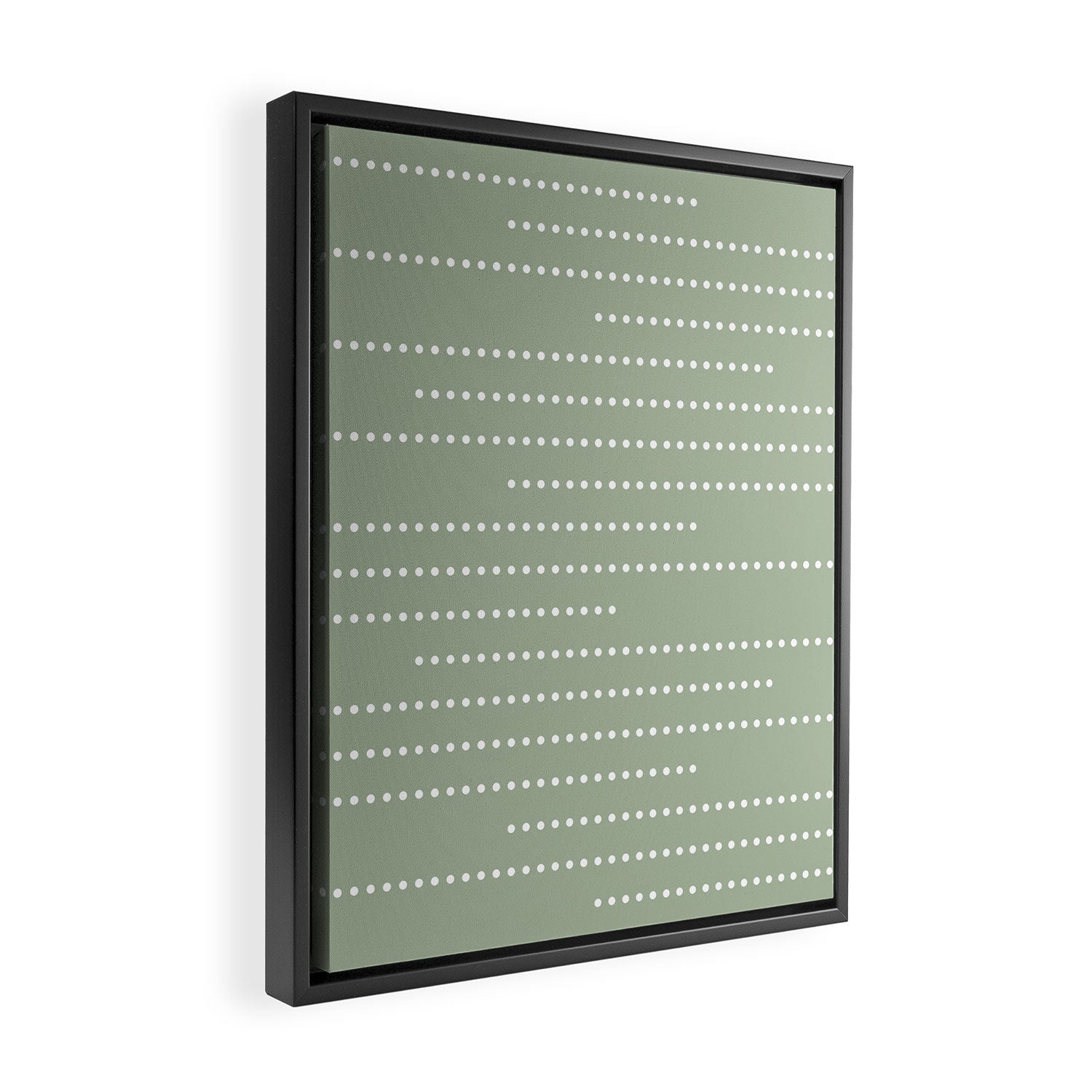 Sage Green and White Minimal Dots Pattern Framed Canvas Print Gallery Image 2