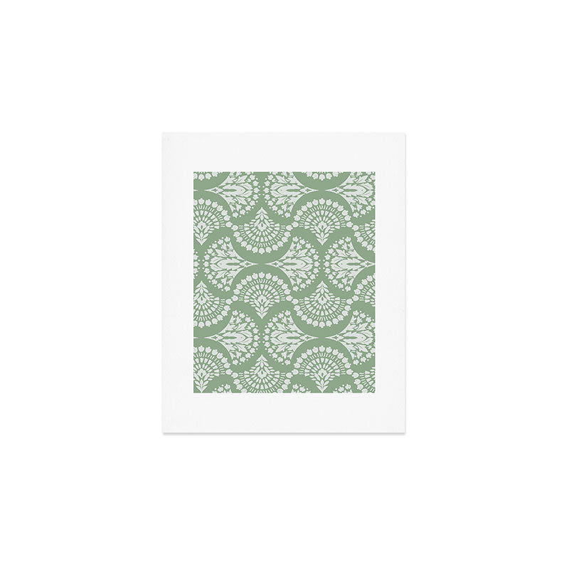 Sage Green Ornate Boho Art Print Gallery Image 1