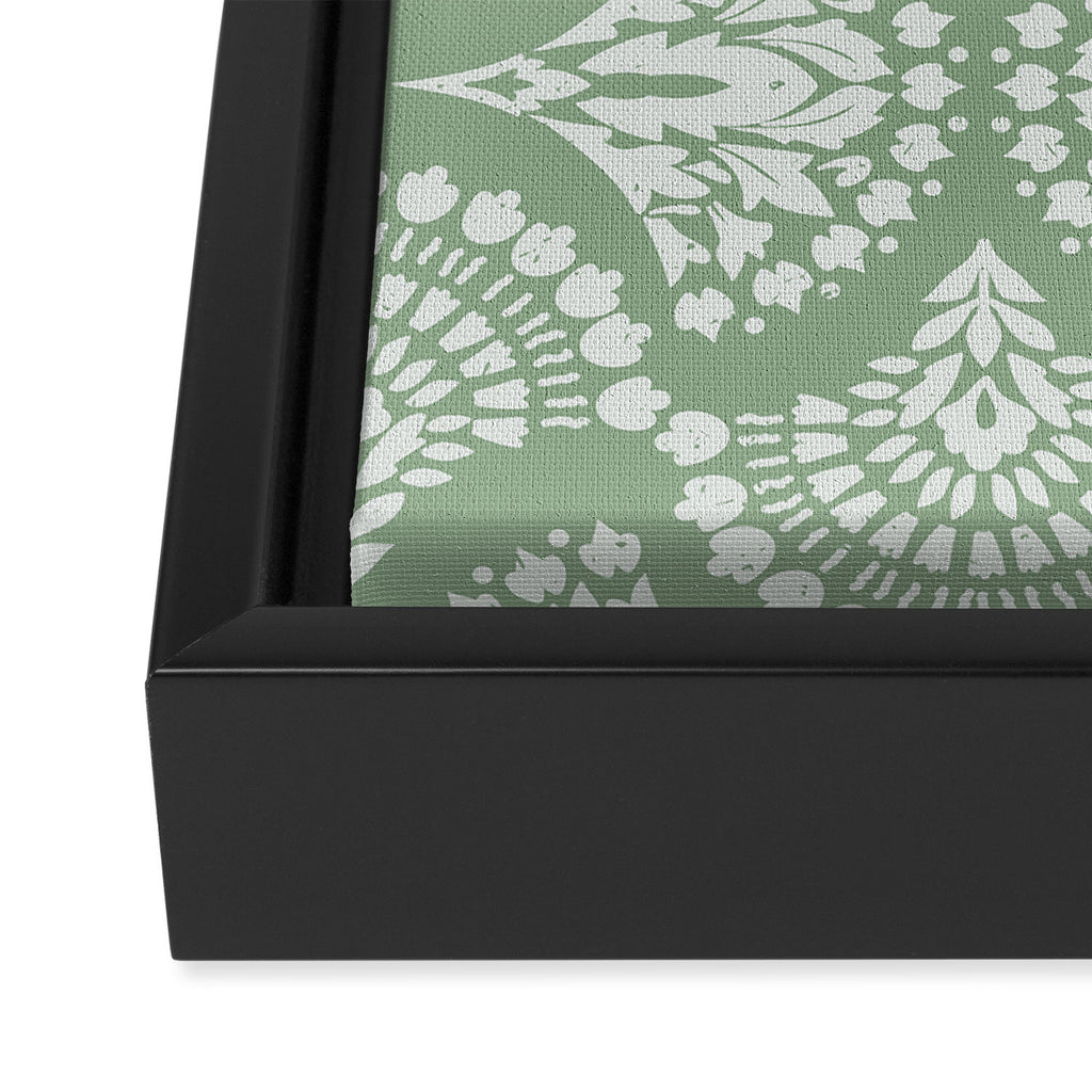 Sage Green Ornate Boho Framed Canvas Print Gallery Image 3