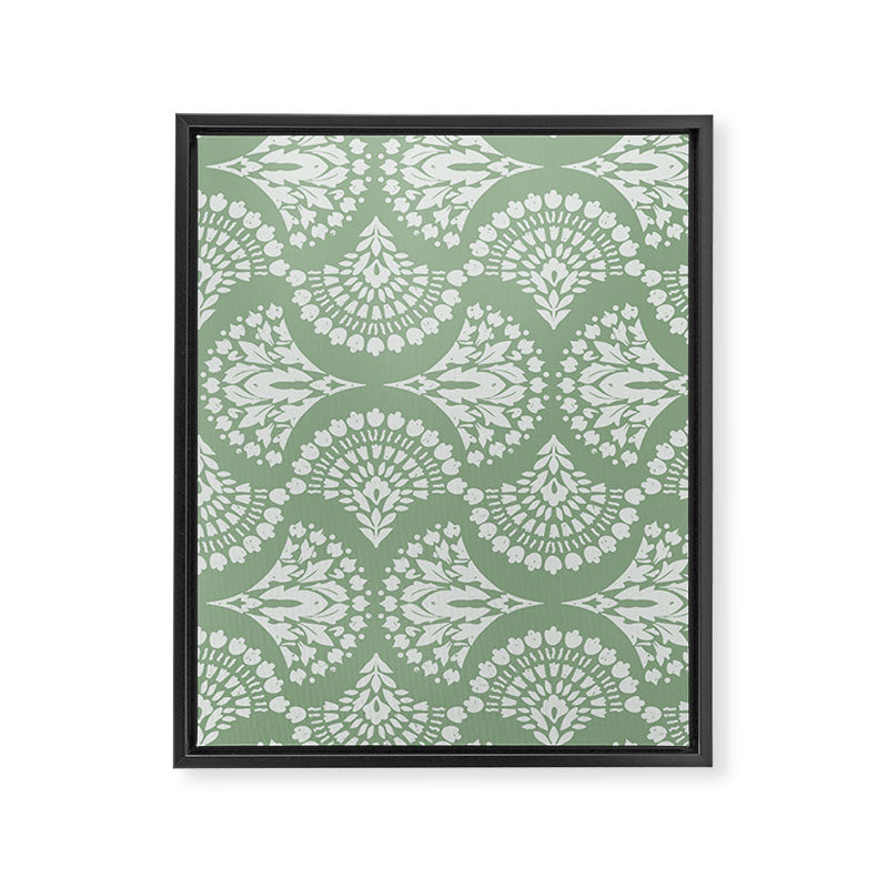 Sage Green Ornate Boho Framed Canvas Print Gallery Image 8