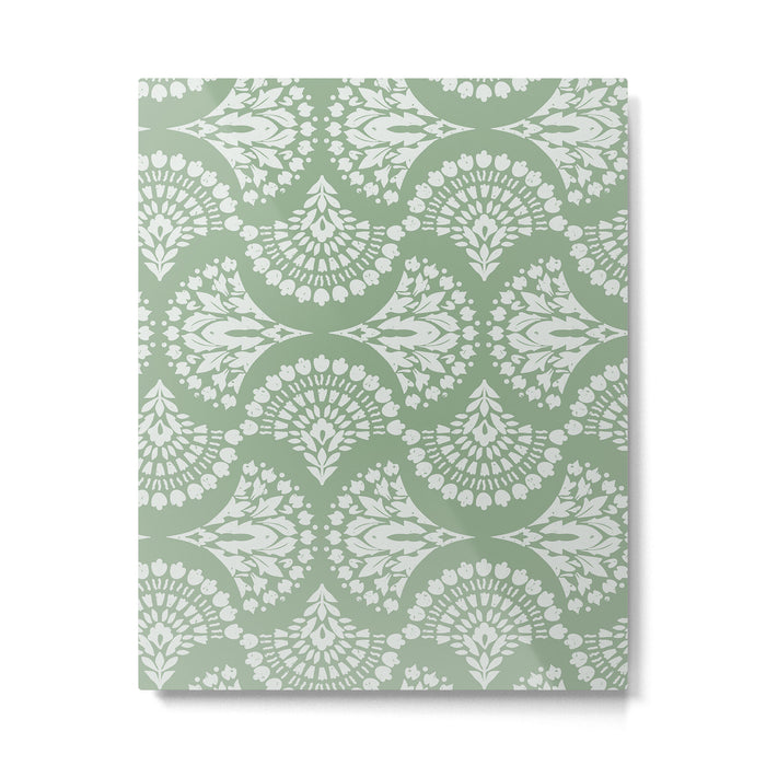 Sage Green Ornate Boho Metal Print Gallery Image 1