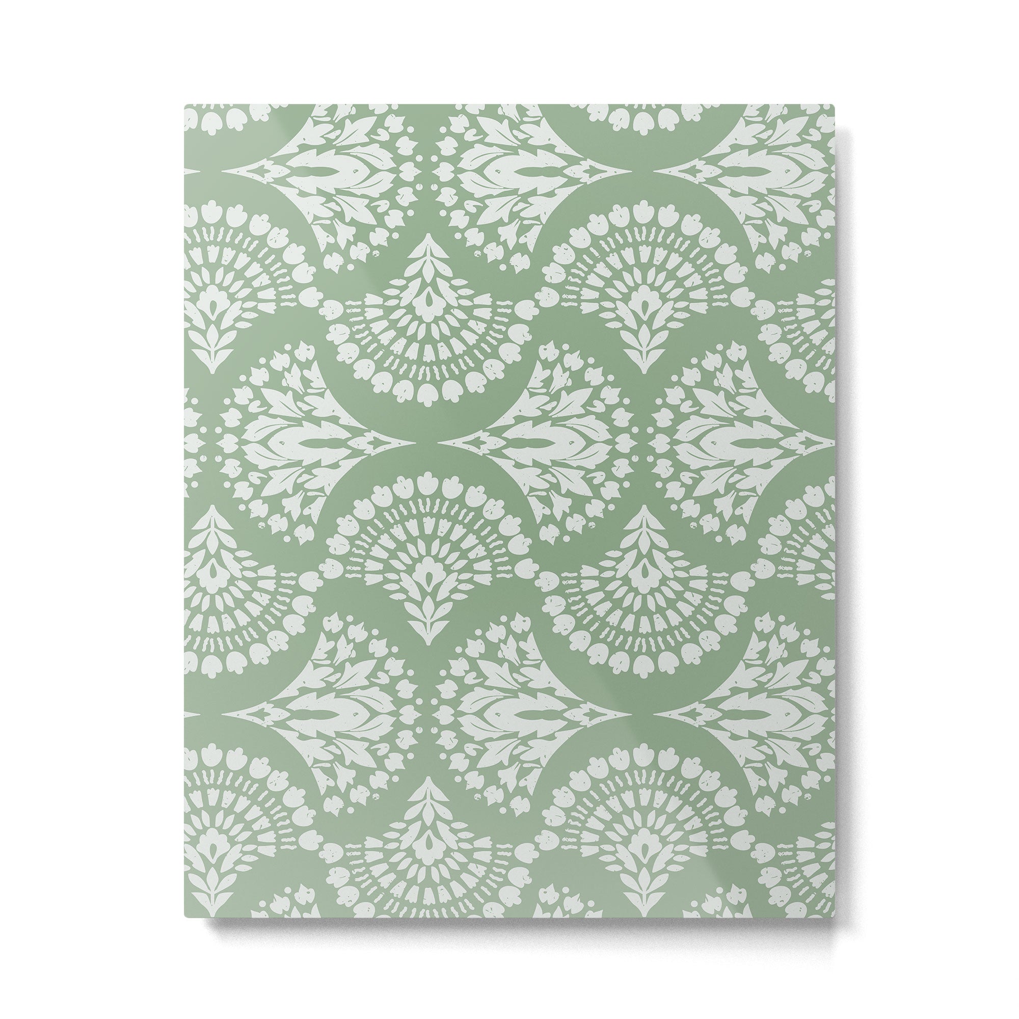 Sage Green Ornate Boho Metal Print Gallery Image 6
