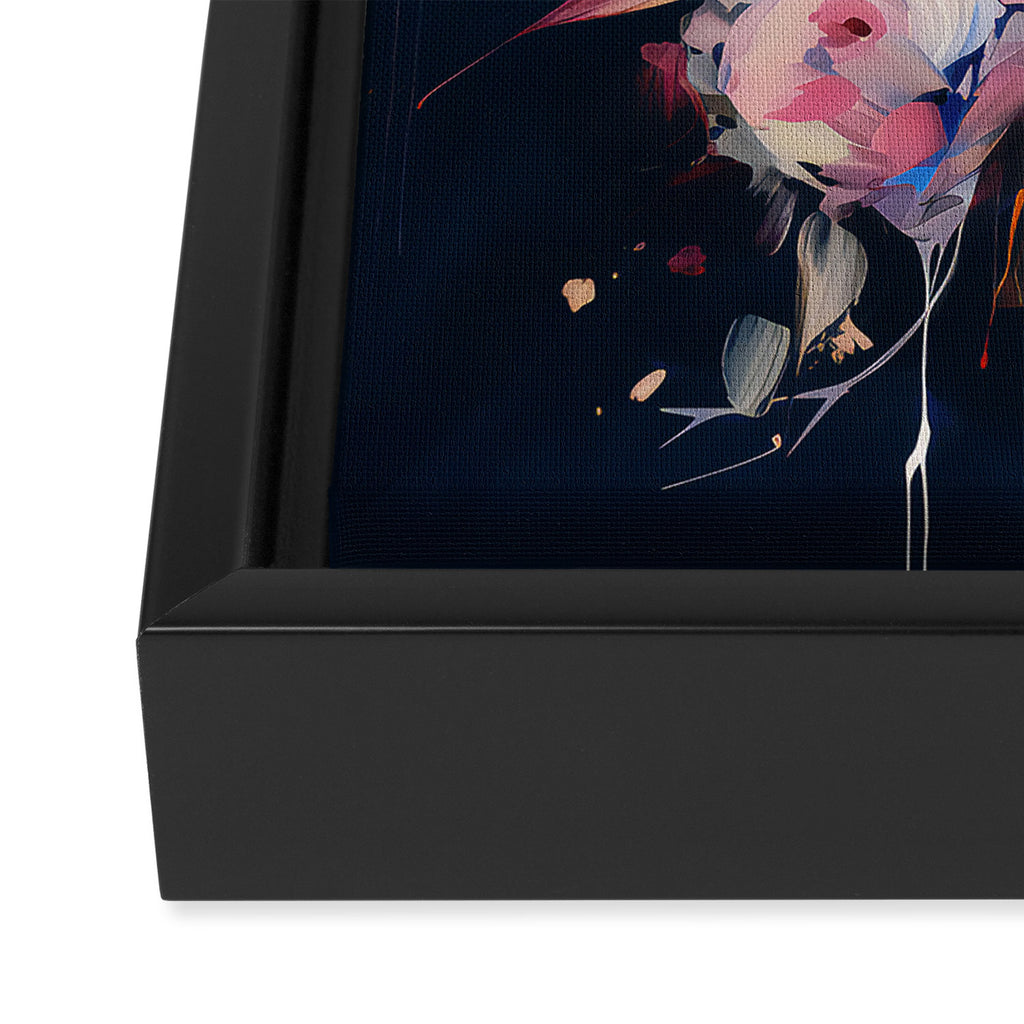 Splashes of Pink and Navy Flowery Art Framed Canvas Print Gallery Image 3