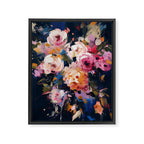 Splashes of Pink and Navy Flowery Art Framed Canvas Print Gallery Image 6