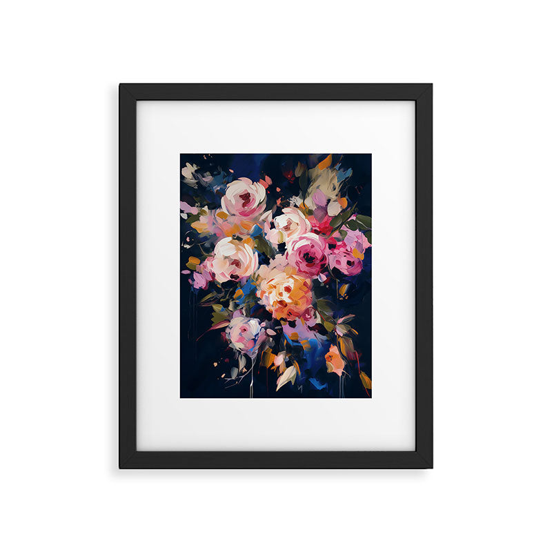 Splashes of Pink and Navy Flowery Art Framed Art Print Gallery Image 5