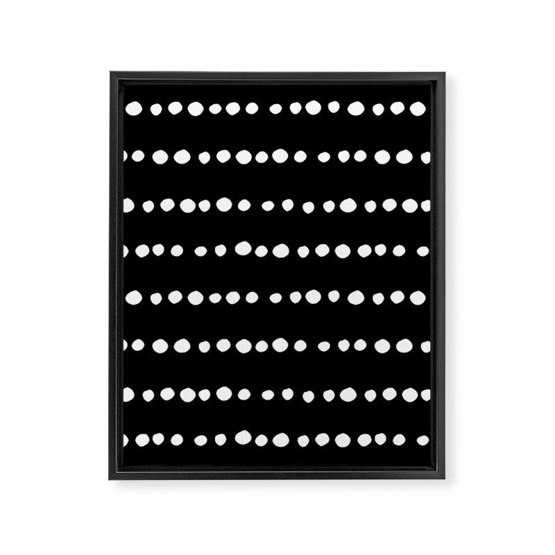 Spotted, Abstract, Black and White, Boho Print Framed Canvas Print Gallery Image 8