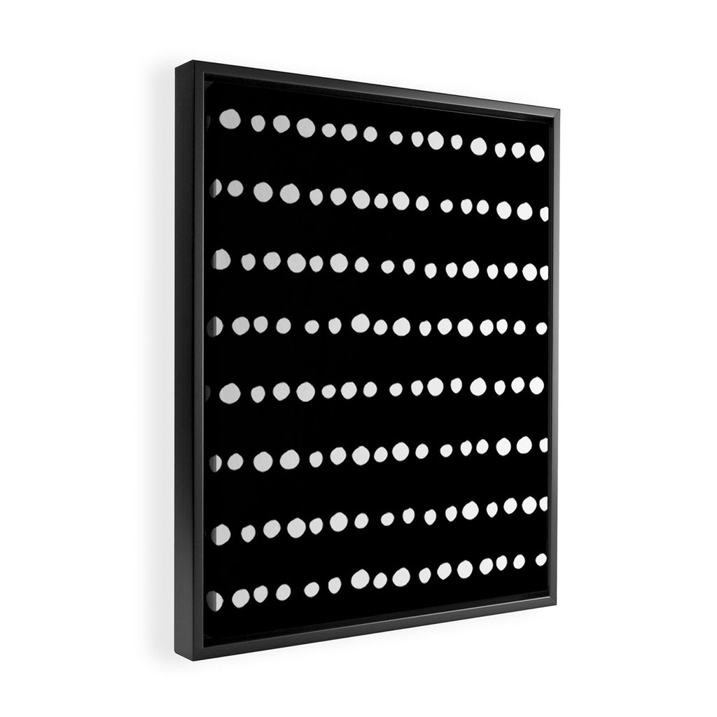 Spotted, Abstract, Black and White, Boho Print Framed Canvas Print Gallery Image 2