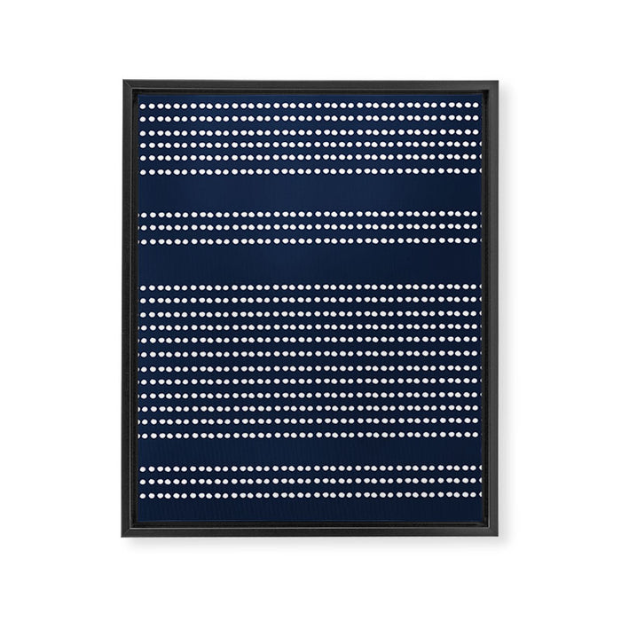 Spotted, African Pattern in Blue and White Framed Canvas Print Gallery Image 1