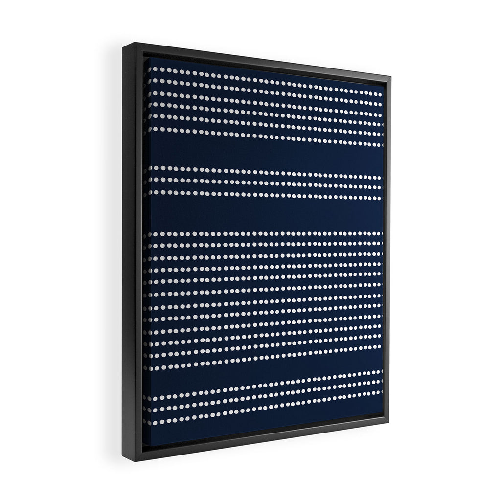Spotted, African Pattern in Blue and White Framed Canvas Print Gallery Image 2