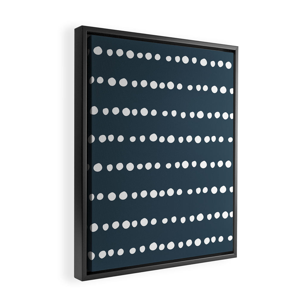 Spotted Mudcloth, Teal and White, Boho Prints Framed Canvas Print Gallery Image 2