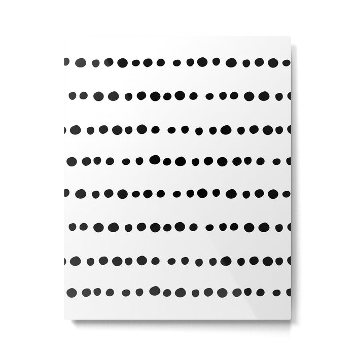 Spotted, Mudcloth, White and Black, Boho Print Metal Print Gallery Image 1