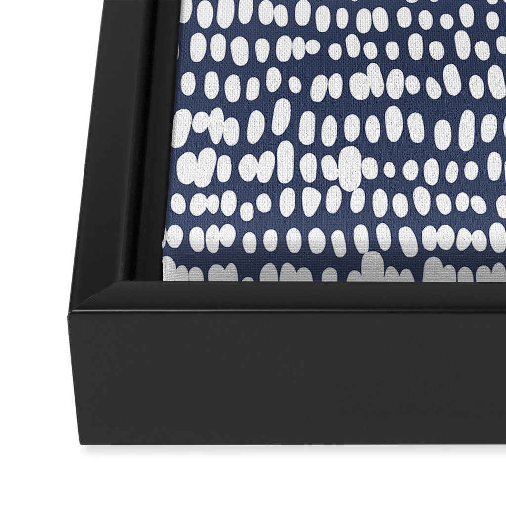 Spotted Preppy Dots Abstract in Navy Blue Framed Canvas Print Gallery Image 3