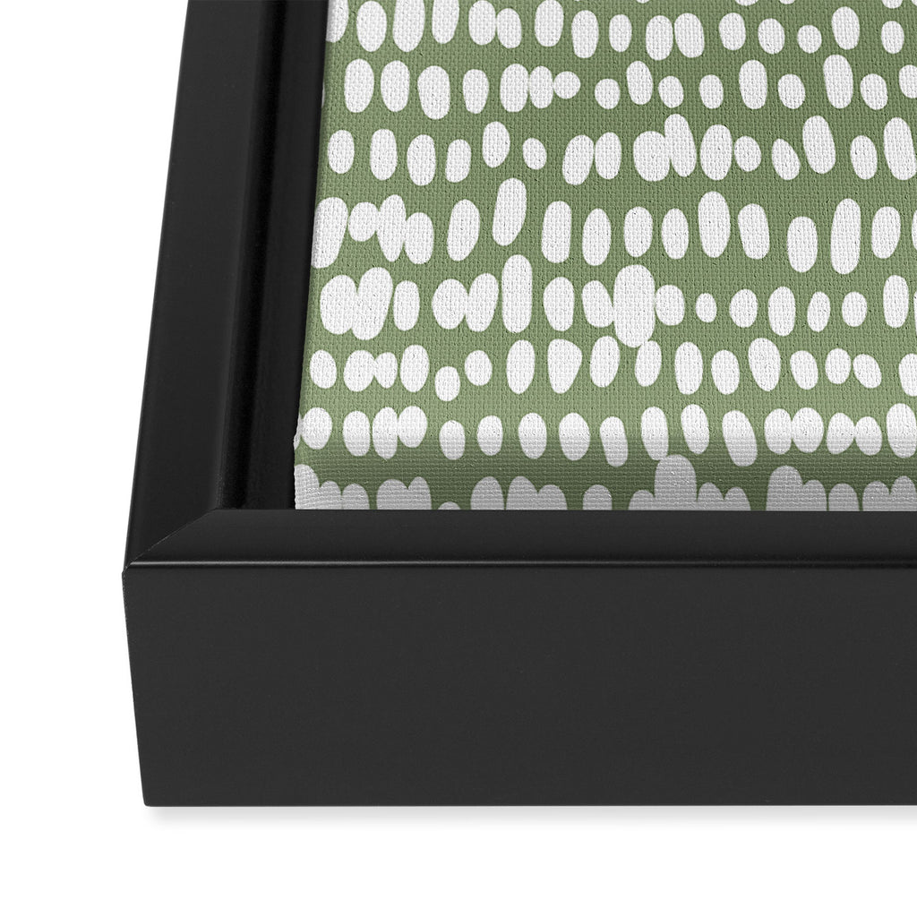 Spotted Preppy Dots Abstract in Sage Green Framed Canvas Print Gallery Image 3